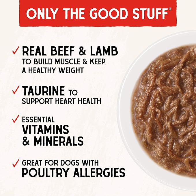 Stella & Chewy's Grass Fed Beef & Lamb Shredrs - Premium Dog Food Pouches - Perfect for Picky Eaters - 24 Pack, 2.8oz Each