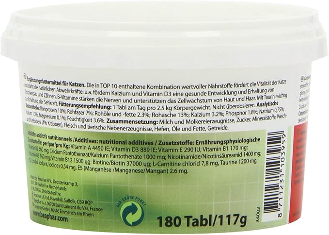 Beaphar Top 10 Cat Vitamin 180 Tablets