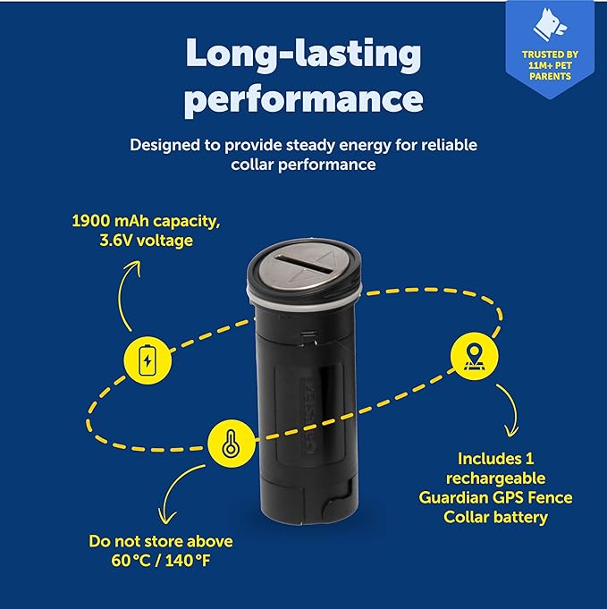 PetSafe Guardian GPS Fence Collar Battery - Extra or Replacement Lithium-Ion Battery - Up to 3 Days Battery Life - Compatible with Guardian GPS Collars Only