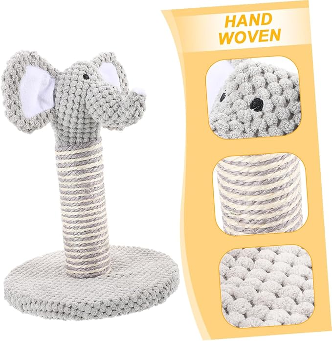HEMOTON 2pcs Small Elephant Zebra Cat Scratching Posts Vertical Sisal Cat Claw Scratcher Kitten Climbing Frame Indoor Wear-Resistant Pet Scratching Poles for Small
