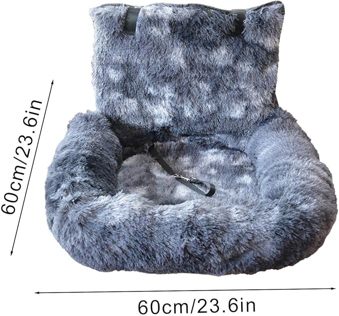 Pet Car Seat - Medium Dog Plush Car Seat - Detachable Cushion Pet Supplies for Travel Road Trip Camping Vet Visit Daily Commuting Vacations Adventures