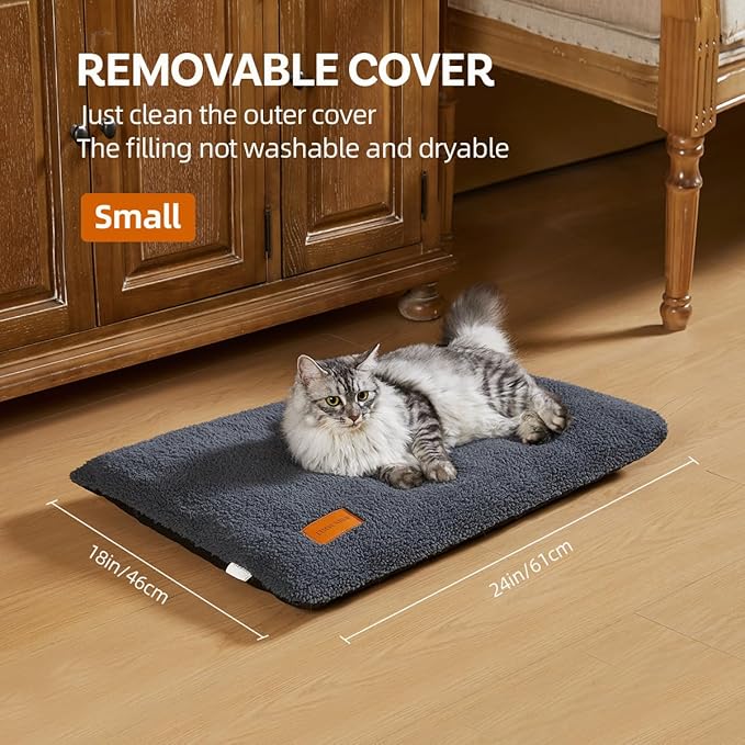 Self Warming Cat Bed Self Heating Pad 29 x 19 inch Thermal Pet mat for Indoor Outdoor Pets Double Filled Cat Mat with Washable Removable Cover Non-Slip Bottom (Dark Gray)