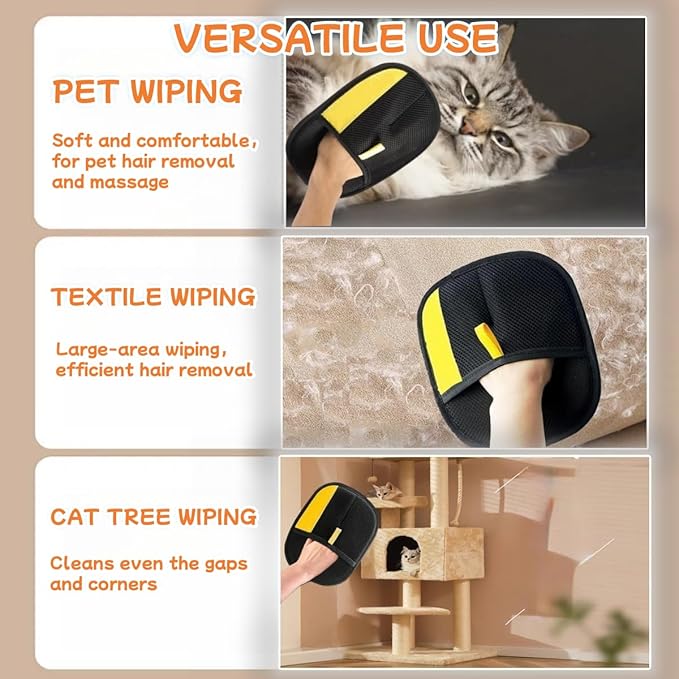 2026 Cat Hair Remover Glove,Pet Hair Removal Glove for Cats & Dogs , Electrostatic Gloves for Pet Grooming,Reusable Pet Hair Remover Tool for Couch, Clothing,Furniture, Carpet, Curtain,Car Seat