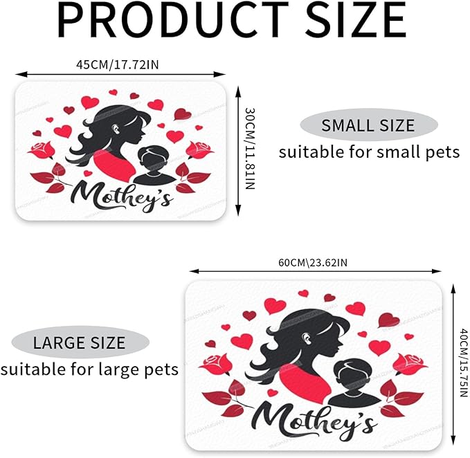 Dog Food Mat Dog Mat for Food and Water 24x16In Happy Mother's Day Floral Gift for Mom Im No Stains Cat Pet Feeding Mats Water Bowl Messy Drinkers