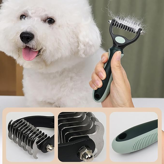 Grooming Brush Kit 8pcs for Shedding Matted Fur Self-Cleaning with Cat Dog Grooming Scissors Flea Comb Pet Grooming and Comb Bath Brush for Indoor Long-Haired Cats