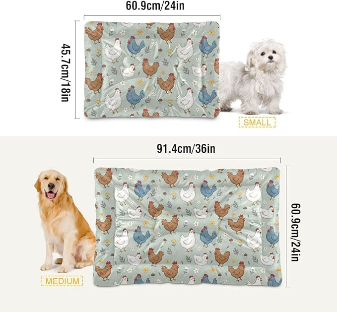 Dog Bed for Crate Washable Pet Sleep Pad, Country Style Kennel Mat with Non-Slip Bottom, Soft Fluffy Supplies Pet for Dogs and Cats (24x18 inch)