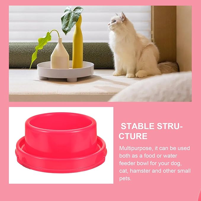Colorful Round Pet Bowl for Puppy Feeding Area Red Pp Plastic Dog Food Feeder and Water Bowl for Small Dogs and Cats Sturdy Pet Supply for Home and Travel