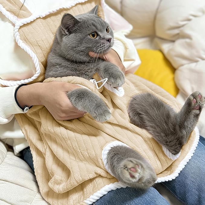Pet Apron Carrier - Soft Breathable with Drawstring, Apron to Hold Cat,for Grooming Nail Trimming Photography Bonding Women Men Teens Animal Lovers Adults