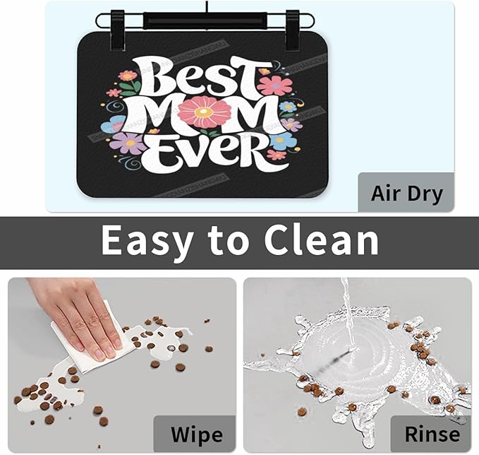 Pet Feeding Mat Happy Mother's Day Floral Gift Mom C Dog Food Mat for Food Water No Stains Quick Dry Dispenser Cat Bowl Mats for Messy Drinkers 18X12In