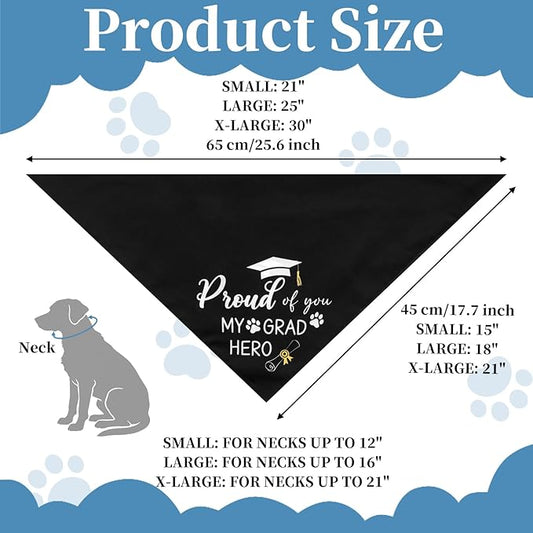 2 Pack Cozy Graduation Dog Bandanas Triangle Double-Layer with Double-Sided Print Dog Scarf Washable Pet Bandana for Small Medium Large Dogs Bandana for Dogs Graduation Outfit Decor Supplies