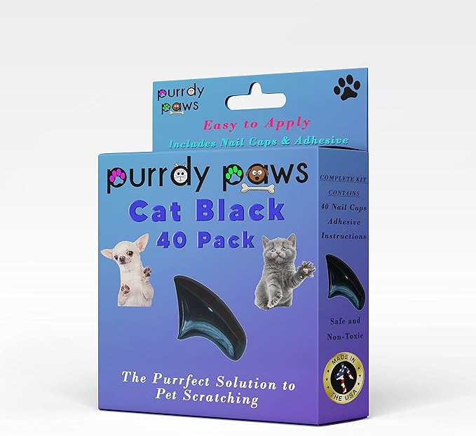 40 Pack Soft Nail Caps for Cat Claws Black Medium