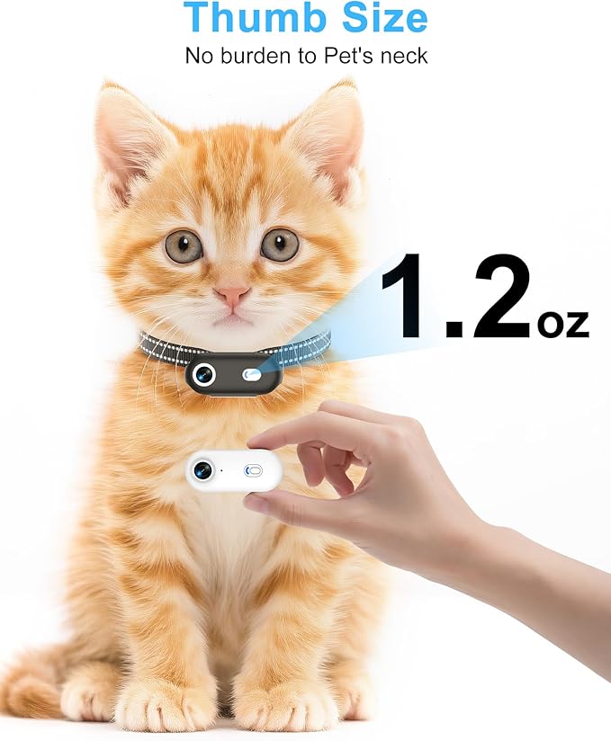 Dog Camera Collar with Phone APP, 1080P HD Video Recording Pet Camera Collar – Cordless Lightweight Rechargeable Pet POV Cam for Curious Cats & Adventurous Pups-M-Size Dog Action Cameras