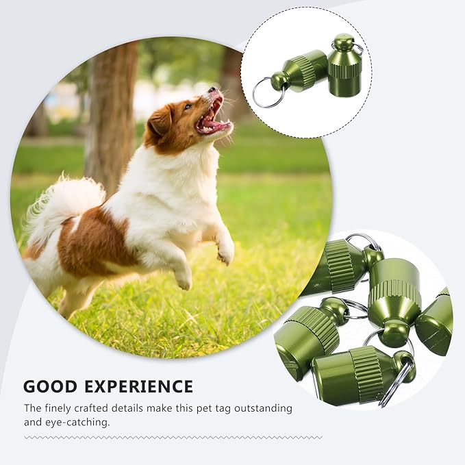 5pcs Aluminum Alloy Dog Id Tags Pet Collar Anti-Lost Address Tags Green for Puppy and Dog Supplies