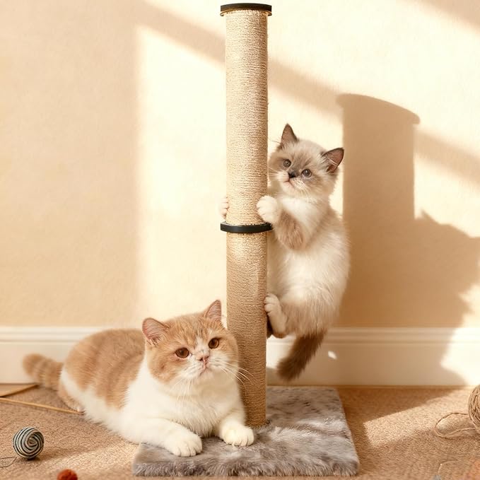 Big Cat Scratching Post for Large Cats, Cat Scratching Post Heavy Duty Posts Tower with Plush Perch, 33 Inch Tall Sisal Rope Cat Scratcher for Indoor Cats
