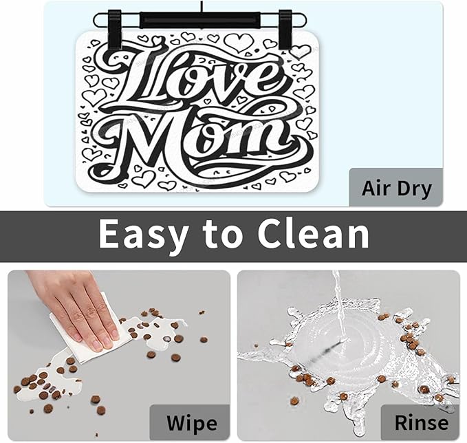 Non Slip Mat for Dog Pet Cat Dog Food Mats Happy Mother's Day Floral Gift for Mom B Water Bowl Mat Quick Dry Absorbent Cat Feeding Mats 18X12In