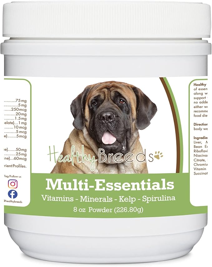 Healthy Breeds Mastiff Multi-Essentials Powder for Dogs - an Ideal Supplement of Vitamins, Minerals & Antioxidants for Your Dog - 8 oz