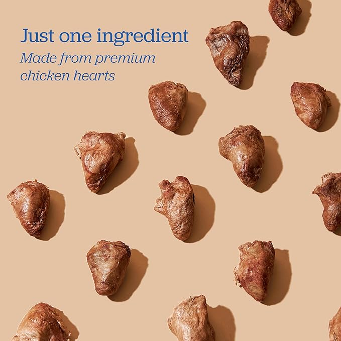 Downtown Barkery Freeze Dried Dog Treats - Single Ingredient, Low Calorie, Rich in Vitamins and Minerals - All Natural - Freeze Dried Chicken Hearts for Dogs, 1 Oz