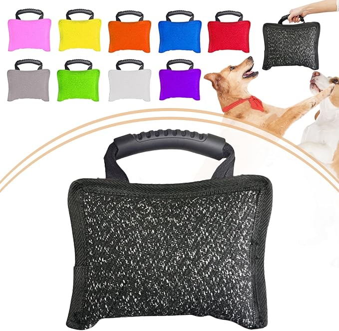 Baoblaze Dog Bite Pillow Tough Tug Toy Practical Portable Outdoor Pet Supplies for Small and Medium Sized Dogs Biting Pad with Handle, Black