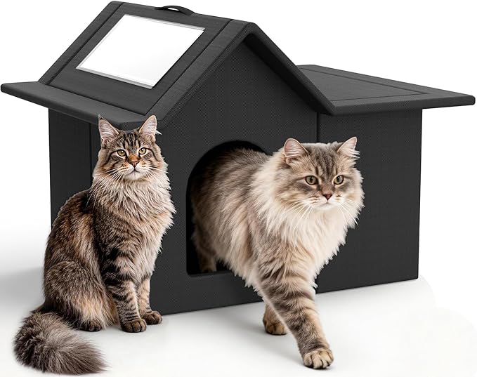 Outdoor Cat House, Weatherproof Pet Shelter for Cats, Durable Cat Bed for Outdoor Indoor, Easy Assembly