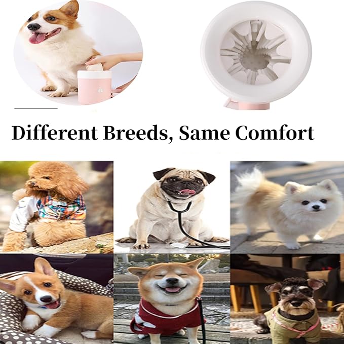 Dog Paw Cleaner, 360° Rotating Semi-automatic Dog Cat Paw Washer Cup Pet Brushes Pet Foot Cleaner with Detachable Soft Silicone Brush (Red)