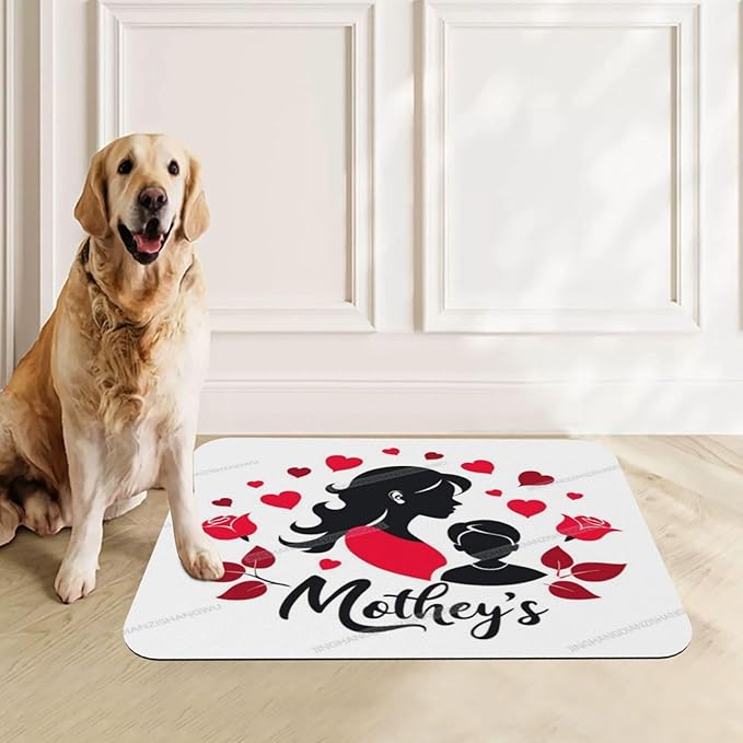 Dog Food Mat Dog Mat for Food and Water 18X12In Happy Mother's Day Floral Gift for Mom Im No Stains Cat Pet Feeding Mats Water Bowl Messy Drinkers