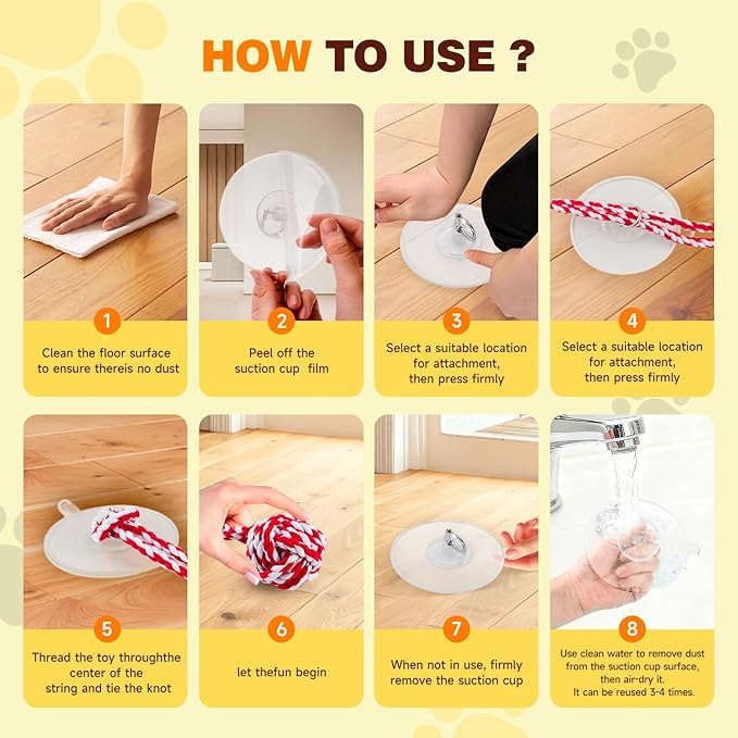 Interactive Dog Toys with Strong Gel Suction Cup, Durable Rope & Chew Ball, Dog Toys for Aggressive Chewers, Tug of War Dog Toy, for Small to Medium Dogs, Red White