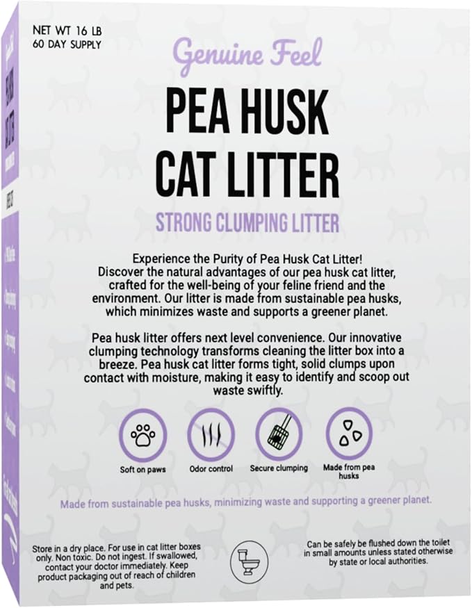 Premium Pea Husk Scented Cat Litter for Happy and Healthy Cats. (15 lbs)(Lavender)