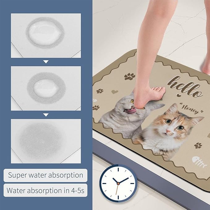 Styler-5 Personalized Dog & Cat Doormat, Custom Pet Door Mat for Dog Lovers - Funny 'Hello Home' Design - 24x16inch, One Size