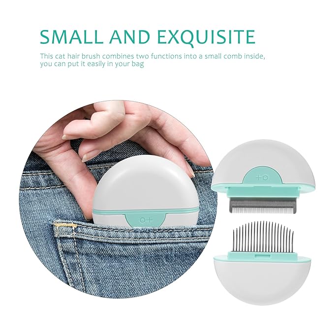 ibasenice Cat Hair Removal Comb and Grooming Brush with Massage Function, Mint Green Pet Shedding Tool for Cats, Soft Hair Cleaning Comb for Fur Removal and Bath Use