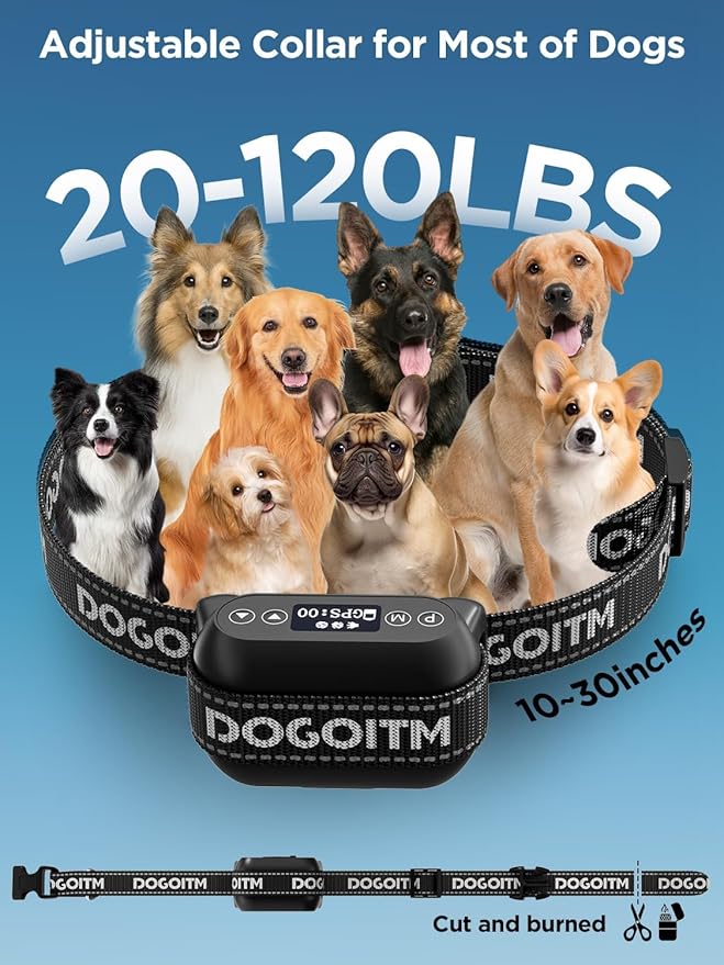 Wireless Dog Fence with 3 Warning Modes, Electric Dog Fence Collar with Real-time Signal, Pet Containment System with Wide Adjustable Range for Most Dogs