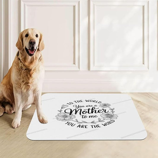 Dog Food Mats for Floors Happy Mother's Day Floral Gift Mom White Cr Absorbent Pet Cat Food Mat Quick Dry Dog Bowl Mats for Water Pet Supplies 24x16In