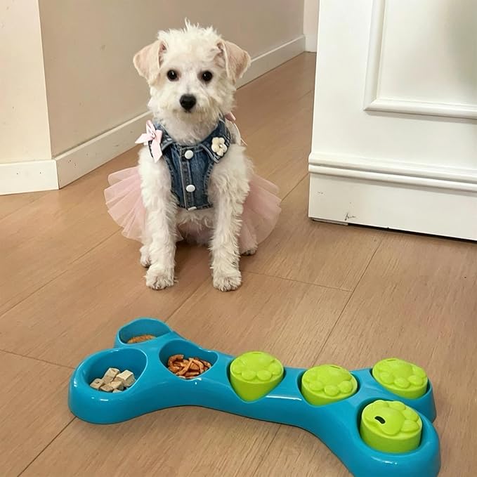 Interactive Slow Feeder - Dog Bowl Anti Choke, 15.4 Inches Pet Feeding with Puzzle Design, Food Dish with Bone Shape, Pet Supplies Durable Build, Feeding Tool for Training Use