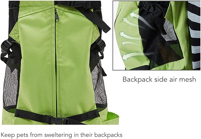 Drfeify Pet Carrier Backpack Ventilated Mesh Comfortable Front Back for Outdoor Traveling Cat Dog Supplies (Green)