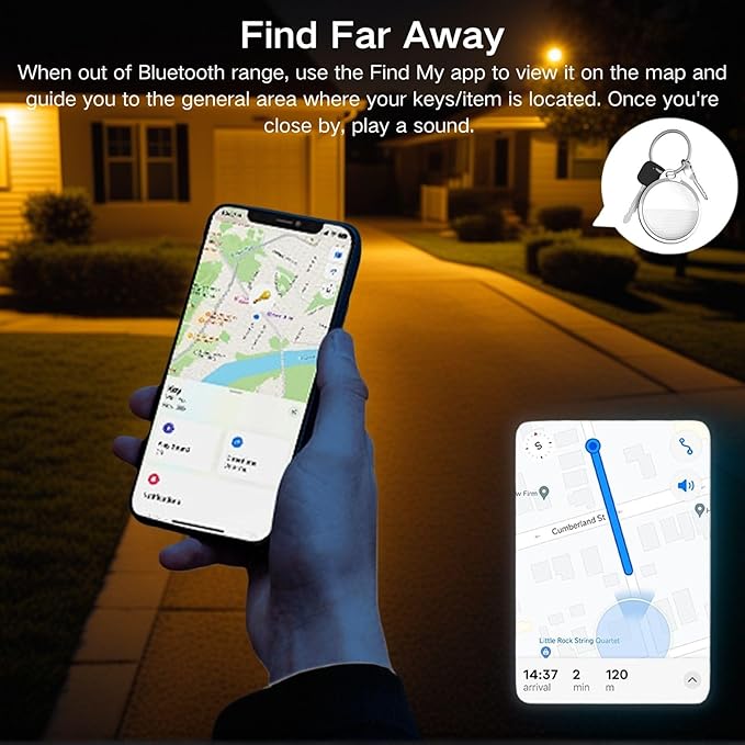 Smart Tracker | Bluetooth Luggage Tracker Works with Apple Find My (iOS Required), Keys Finder and Item Locator for Luggage, Backpack, Pets & Car | Replaceable Battery （Black）