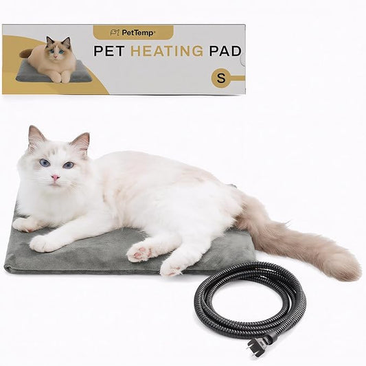 Pet Heating Pad for Cats Dogs Indoor & Sheltered Outdoor Waterproof Heated Cat Bed Heated Dog Bed Chew Resistant Cord Constant Temperature Gray Paw Print 16 x 13 Inch
