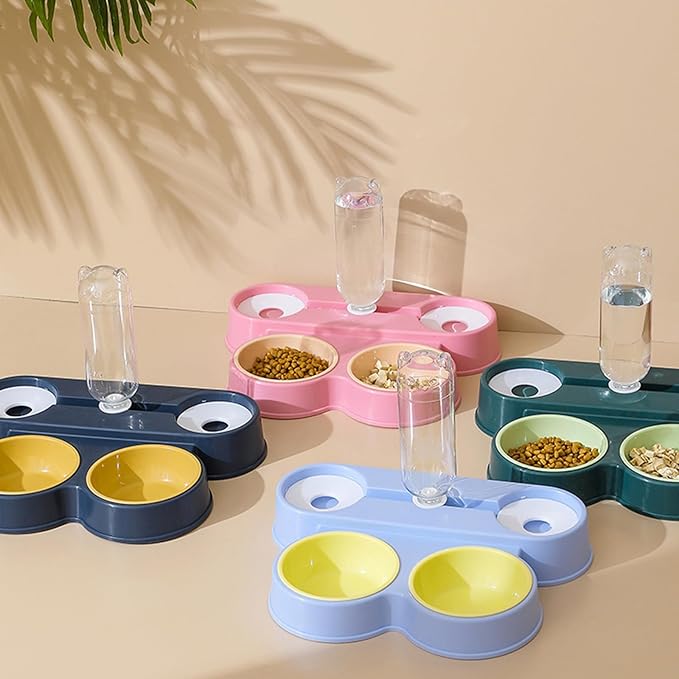 4 in 1 Dogs Feeders Automatic Cats Food Water Bowl Waterer Double Large Capacity Double Bowl Pet Supplies Pet Water and Dispenser