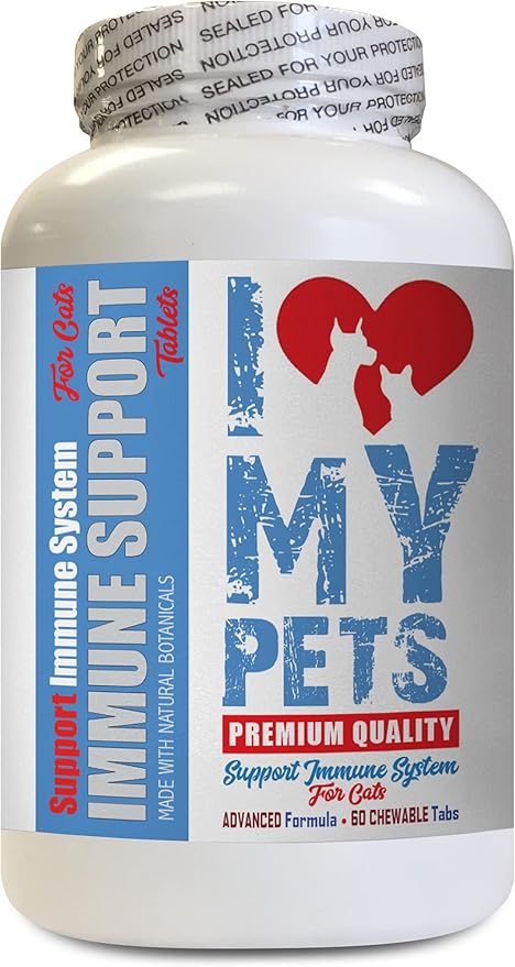 I LOVE MY PETS LLC Old cat Vitamins - CAT Immune Support - Booster - Healthy Supplement - Heart Support for Cats - 60 Treats (1 Bottle)