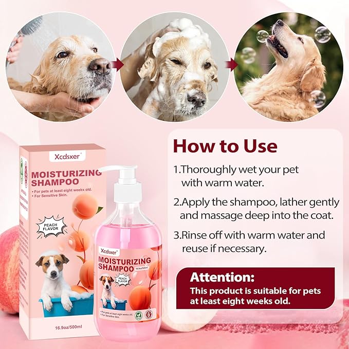 Pet Shampoo Soothe Sensitive Skin, Grooming Shampoo for Dogs and Cats, Pet Friendly Formula Deodorizing Dog Shampoo- Pet Supplies by Xcdsxer (17 Oz)