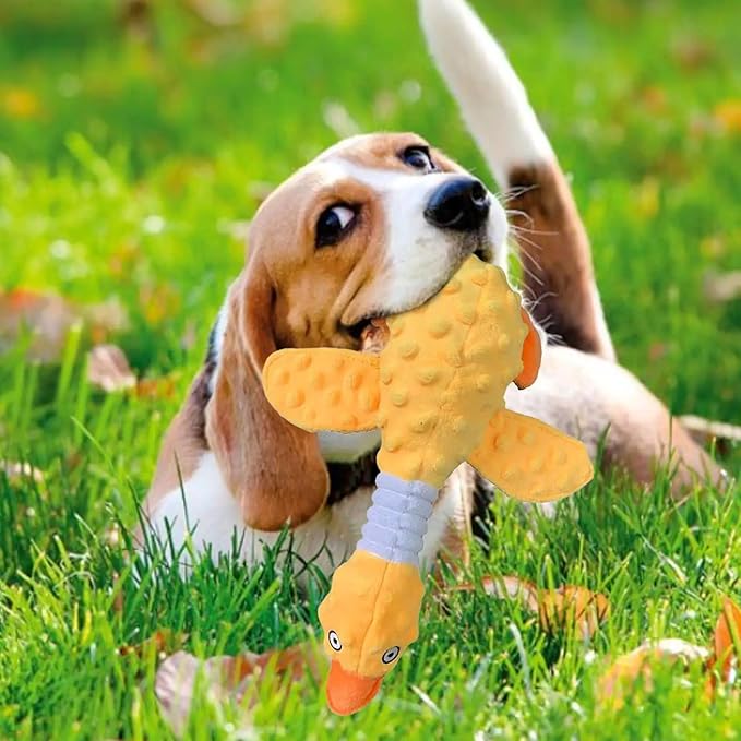 Goose Dog Toy Soft Stuffed Animal Plush Dog Puppy Chew Toys to Keep Them Busy Pet Supplies for Chewers Small Medium and Large Breeds (Yellow)