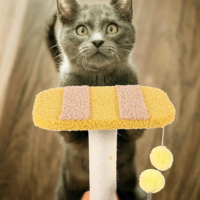 DOITOOL -Shaped Cat Scratching Post Small Indoor Vertical Kitten Scratcher Wear-Resistant Comfortable Cat Climbing Tower for Home Use