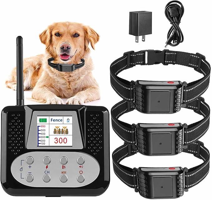 Wireless Dog Fence, Electric Dog Fence & Remote Training Collar 2 in 1, Vibration & Shock, IP67 Waterproof Receiver, 3 Modes, 2026 Pet Boundary Containment System for 1/2/3/4 Dogs,for3dogs