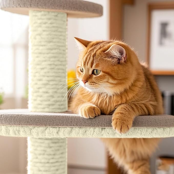 Sisal Rope for Cat Scratcher 1/4" 100 Ft Cat Tree Twine for Repairing Cat Scratching Post Replacement DIY Hemp Rope for Carpet Mat, Pet, and Crafts Gardening Home Decorating