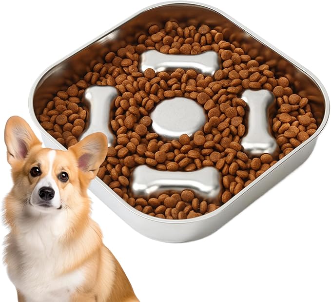 Genérico Slow for Dogs, Stainless Steel Pet Supplies | Puzzle for Dogs and Cats, for Wet and Dry Food, Indoor and Outdoor Use, for
