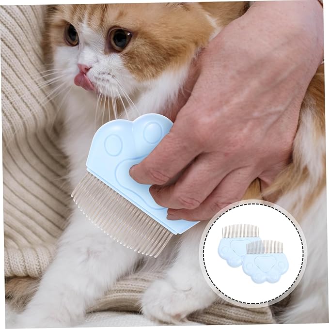 2Pcs Cat Grooming Combs for Shedding Cats and Dogs Fine Design Brush to Remove Pet Hair Loose Knots Dander and Trapped Fur Suitable for All Hair Types