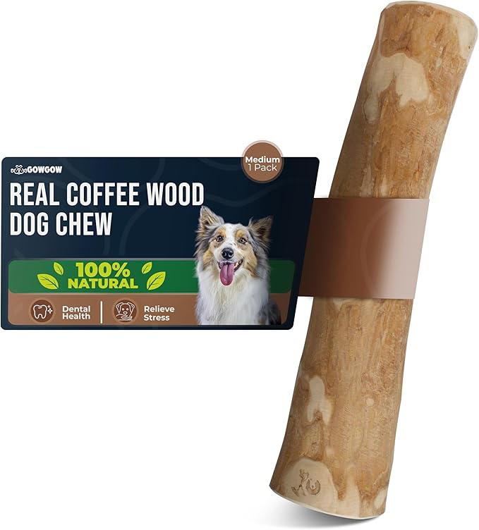 Dog Wood Chew Stick Made from Real Coffee Trees 8.7"+ - 100% Organic Toys, Wooden Chew Stick for Medium & Large Dogs, Stress Relief Chew Toy Keep Dog Busy, Teeth Cleaning