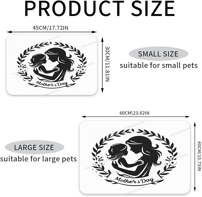 Dog Food Mat Dog Mat for Food and Water 24x16In Happy Mother's Day Floral Gift Mom Bn No Stains Cat Pet Feeding Mats Water Bowl for Messy Drinkers