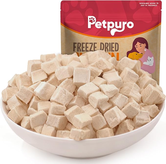 Freeze Dried Chicken Raw Cat & Dog Treats 7.1 OZ – Single Ingredient Chicken Cubes High Protein, Bite-Sized Grain-Free Pet Training Snacks for Small Dogs Cats