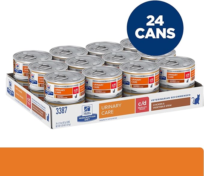 Hill's Prescription Diet c/d Multicare Stress Urinary Care Chicken & Vegetable Stew Canned Cat Food, 2.9 oz, 24-pack wet food