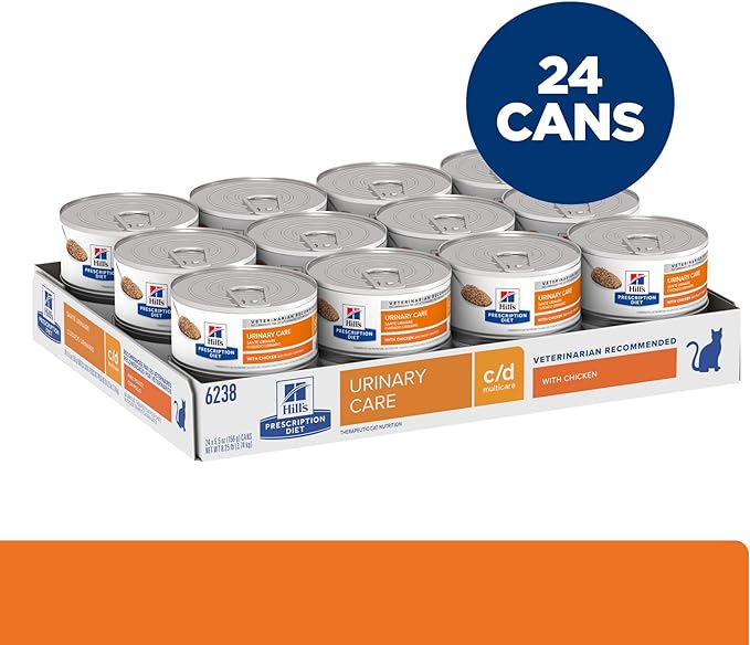 Hill's Prescription Diet c/d Multicare Urinary Care with Chicken Wet Cat Food, Veterinary Diet, 5.5 oz. Cans, 24-Pack