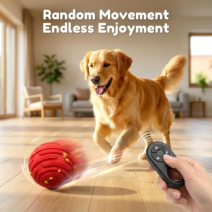 Interactive Dog Toys with Remote Control,Active Rolling Balls with 3 Play Modes, Auto-Moving, Bouncing, High-Resilience E-TPU Chew Resistant IPX6 Waterproof Indoor&Outdoor Use, Toys Dogs